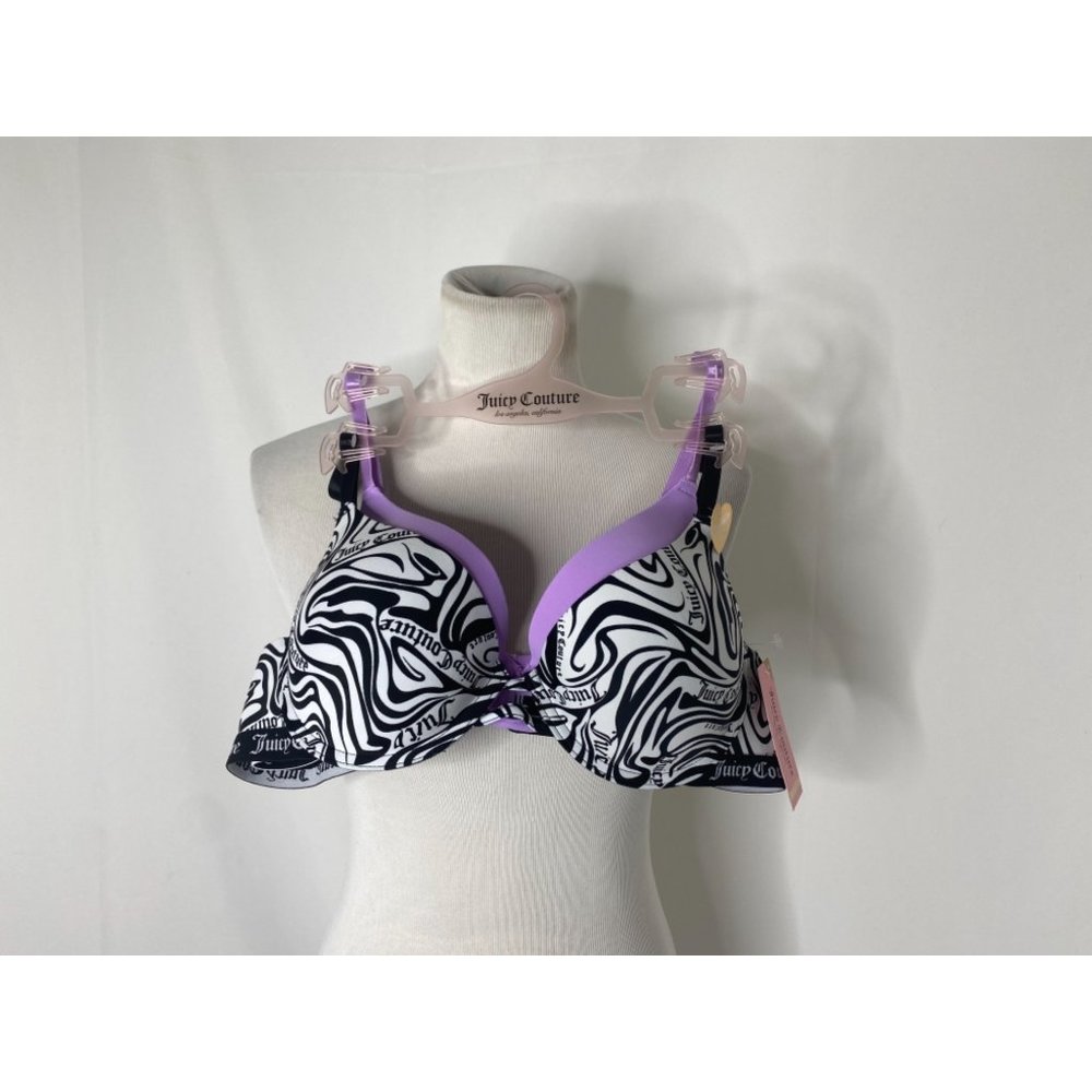 Juicy couture women's sleek and smooth black & white / lavender color 2 bra set - Picture 2 of 8